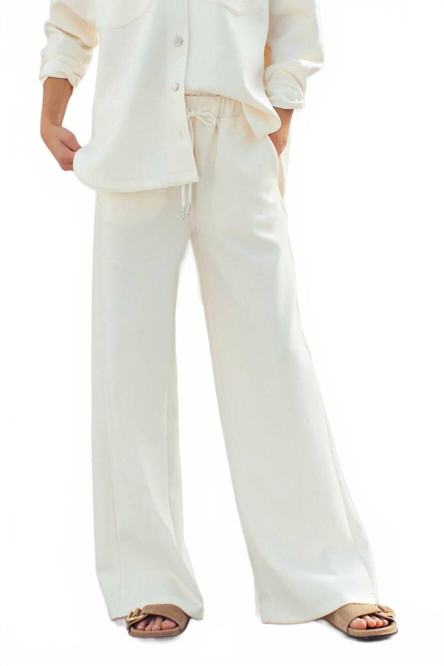 NEW URBAN DAIZY cotton wide leg drawstring lounge pants in ivory